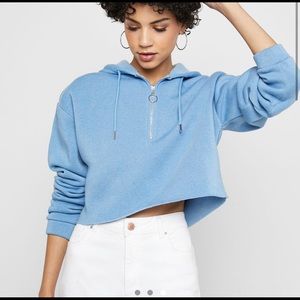 Topshop baby blue cropped hoodie